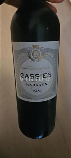 Bordeaux Margaux Grand Cru Gassies 2016