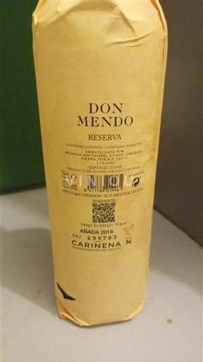 Aragon Cariñena Bodegas San Valero Don Mendo 2018