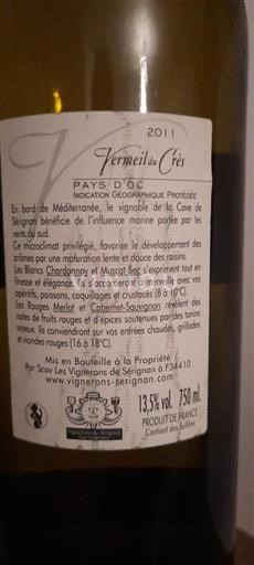 Linguadoca e Rossiglione Paese d'Oc Les Vignerons de Sérignan Vermeil du Crès 2011