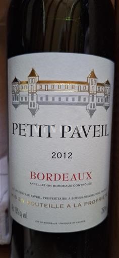 Bordeaux Petit Paveil 2012