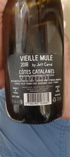 Vin Blanc sec Vieille Mule SCV L'Agly 2018 France Languedoc et Roussillon Côtes catalanes