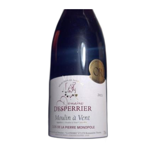 Vin Rouge sec Clos de la Pierre Monopole Domaine Desperrier 2021 France Beaujolais Moulin-à-vent AOC