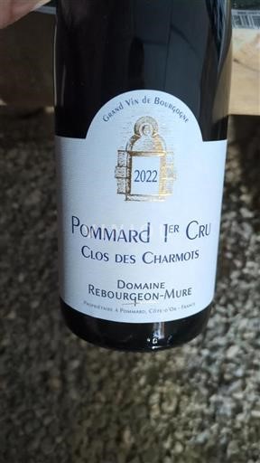 Bourgogne Pommard Premier Cru Domaine Rebourgeon-Mure Clos des Charmots 2022