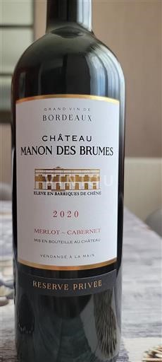 Bordeaux Château Manon des Brumes Réserve Privée 2020