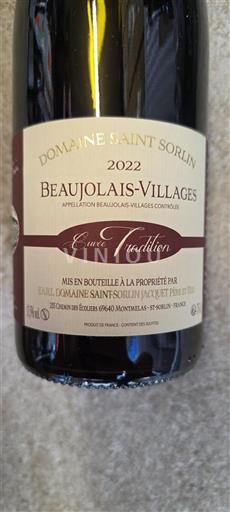 Beaujolais Beaujolais-kylät Domaine Saint Sorlin Tradition 2022