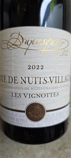 Burgundsko Côte de nuits villages Dupasquier et Fils Les Vignottes 2022