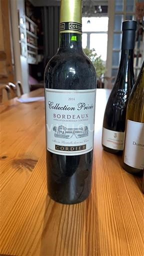Vin Rouge sec Collection Privée Cordier 2014 France Bordeaux AOC