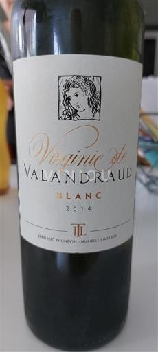 Vin Blanc sec Virginie de Valandraud Blanc Château Valandraud 2014 France Bordeaux Saint-Émilion