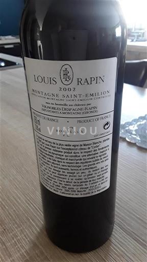 Bordeaux Montagne-Saint-Émilion Louis Rapin 2002