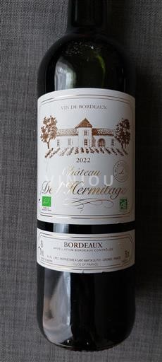 Vin Rouge sec Château L'Hermitage 2022 France Bordeaux AOC