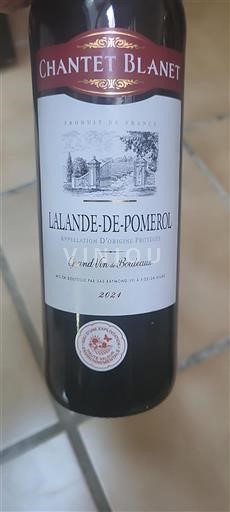 Bordeaux Lalande-de-pomerol Chantet Blanet 2021