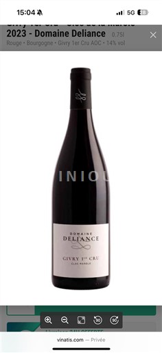 Bourgogne Ikke specificeret Premier Cru Domaine Deliance Clos Marole 2023