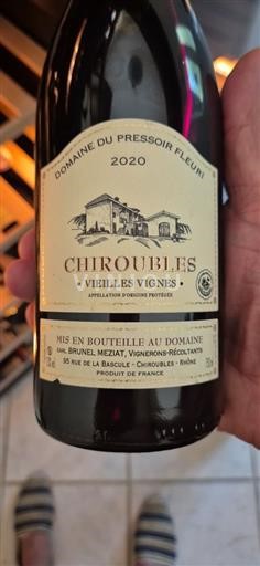 Beaujolais Chiroubles Domaine Pressoir Fleuri Vieilles Vignes 2020
