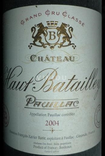Bordeaux Pauillac Château Batailley 2004