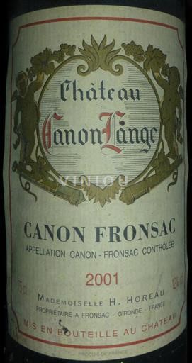 Bordeaux Canon-Fronsac Château Canon Lange 2001
