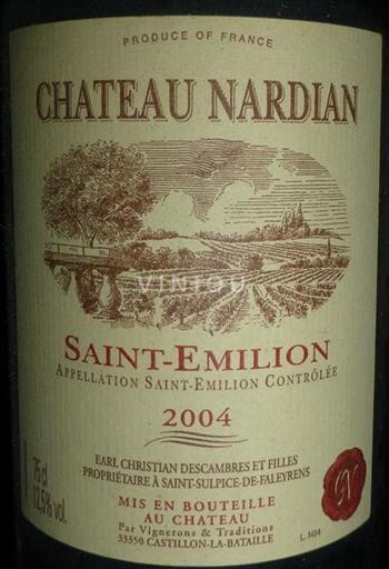 Bordeaux Saint-Émilion Château Nardian 2004