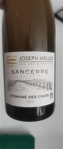 Vallée de la Loire Sancerre Joseph Mellot Domaine des Emois 2022