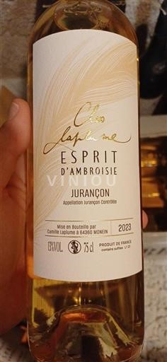 Vin Blanc sec Esprit d'Ambroisie Clos Laplume 2023 France Sud-Ouest Jurançon AOC