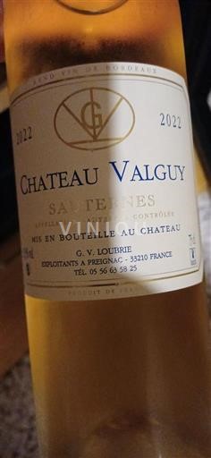 Bordeaux Sauternes Château Valguy 2022