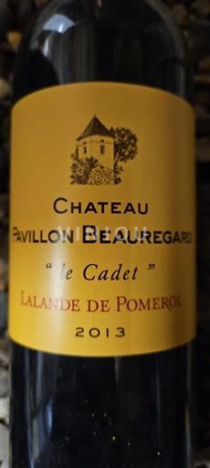Bordeaux Lalande-de-Pomerol Château Pavillon Beauregard le Cadet 2013