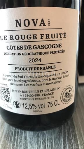 Sydvestfrankrig Côtes de Gascogne Plaimont Le Rouge Fruité 2024