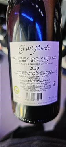 Abruzzo Montepulciano d'Abruzzo Col del Mondo 2020