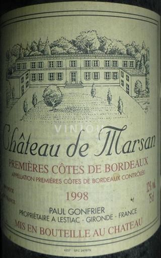 Bordeaux Nespecifikováno Château Marsan 1998