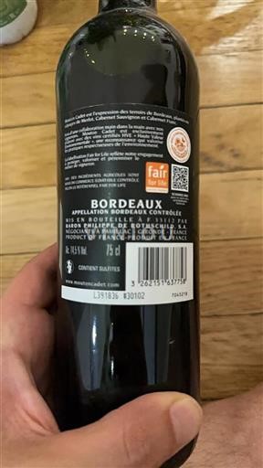 Bordeaux Baron Philippe de Rothschild Mouton Cadet 2022