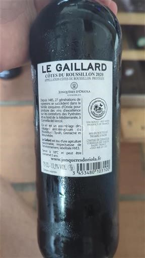 Roussillon Côtes-du-Roussillon Jonquères Oriola Le Gaillard 2020