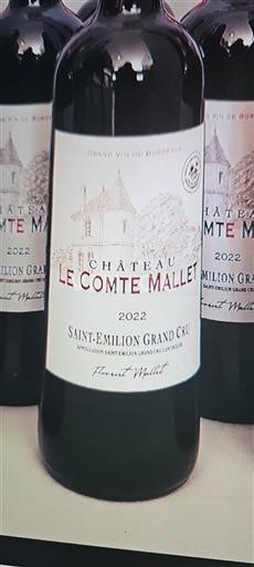 Bordeaux Saint-Émilion Grand Cru Grand Cru Château Le Comte Mallet 2022