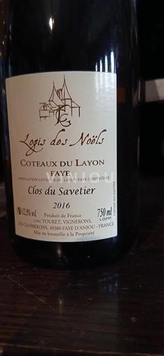 Loire-dalen Coteaux-du-layon Logis des Noëls Clos du Savetier 2016