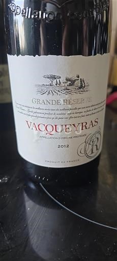 Valle del Rodano Vacqueyras Grande Réserve 2012