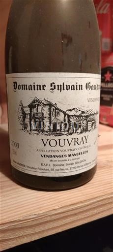 Vallée de la Loire Vouvray Domaine Sylvain Gaudron 2003