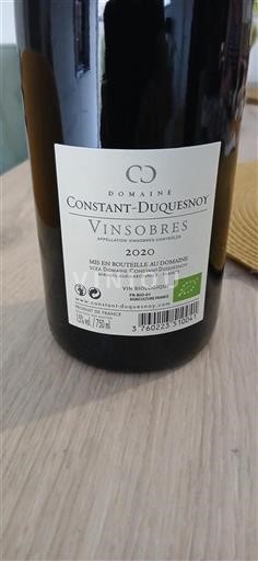 Valle del Rodano Vinsobres Domaine Constant-Duquesnoy 2020