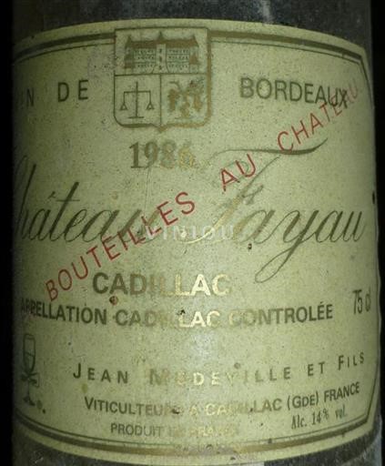Bordeaux Cadillac Château Fayau 1986