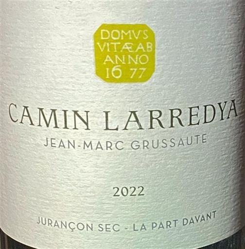 Vin Blanc sec La Part Davant Camin Larredya 2022 France Sud-Ouest Jurançon AOC biodynamie
