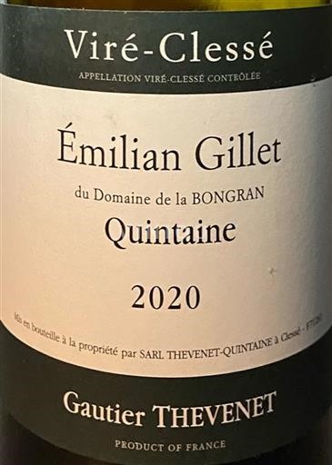 Burgundy Viré-clessé Émilien Gillet Quintaine 2020