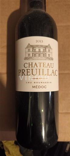Bordeaux Médoc Cru Bourgeois Château Preuillac 2013