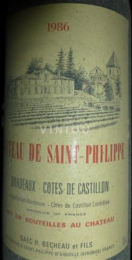 Bordeaux Unspecified Château Saint-Philippe 1986