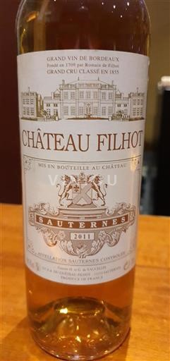 Bordeaux Sauternes Grand Cru Château Filhot 2011