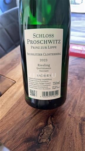 Vin Blanc sec Seusslitzer Closterberg 1G Schloss Proschwitz 2023 Allemagne Sachsen