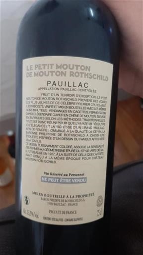 Bordeaux Pauillac Mouton Rothschild Le Petit Mouton 2019