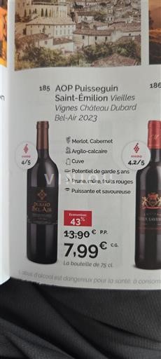 Bordeaux Puisseguin-saint-émilion Dubard Bel-Air 2023