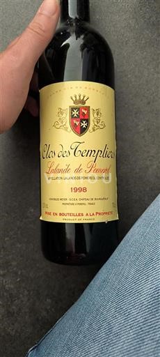 Bordeaux Lalande-de-Pomerol Clos des Templiers 1998