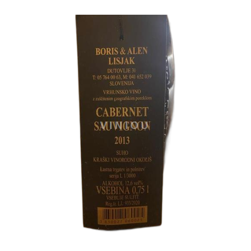 Slowenisches Küstenland Koper Boris Lisjak Cabernet Sauvignon 2013