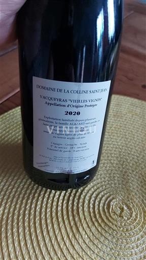 Valle del Rodano Vacqueyras Domaine La Colline Saint Jean Vieilles Vignes 2020
