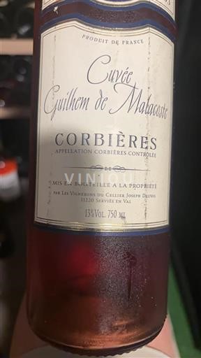Languedoc Corbières Les Vignerons du Cellier Joseph Delteil Guilhem de Malacoste Non Millésimé