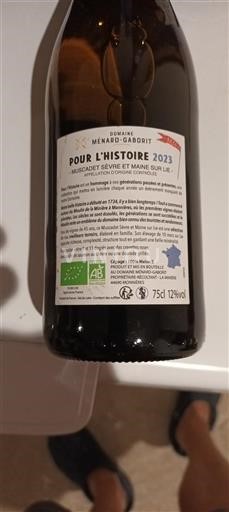 Valle della Loira Muscadet Sèvre et Maine Domaine Ménard-Gaborit Pour l'Histoire 2023