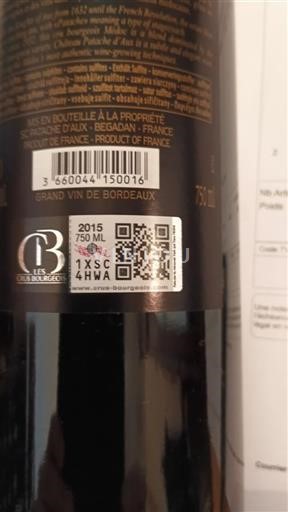 Bordeaux Médoc Cru Bourgeois Patache Aux 2015