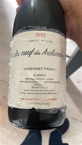Vallée de la Loire Touraine Le Clos Neuf des Archambaults L'Arpent du Mitan 2015